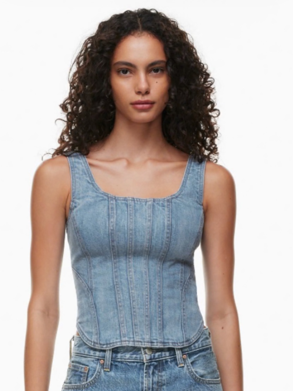 Denim Forum Light Blue Denim Corset Tank